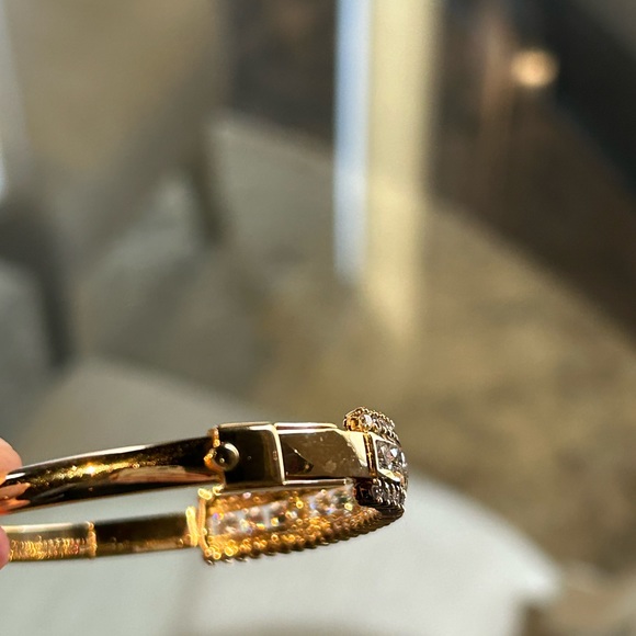 Estate 2.20 CTW Diamond Channel Set Gold Bangle Bracelet - Picture 4 of 4